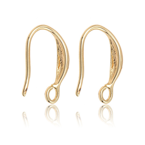 Copper plated 14k real gold glossy diy earring accessories Korean style new simple versatile ear hook jewelry wholesale