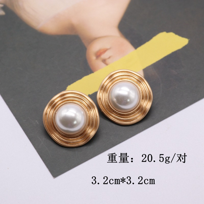 Large Round Exaggerated  Half-piece Imitation Pearl Silver Needle Stud Earrings display picture 13