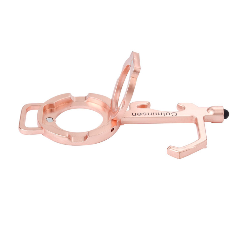 Factory wholesale mobile phone holder bottle opening multi-function non-contact keychain EDC door opener Factory wholesale mobile phone holder bottle opening multi-function non-contact keychain EDC door opener