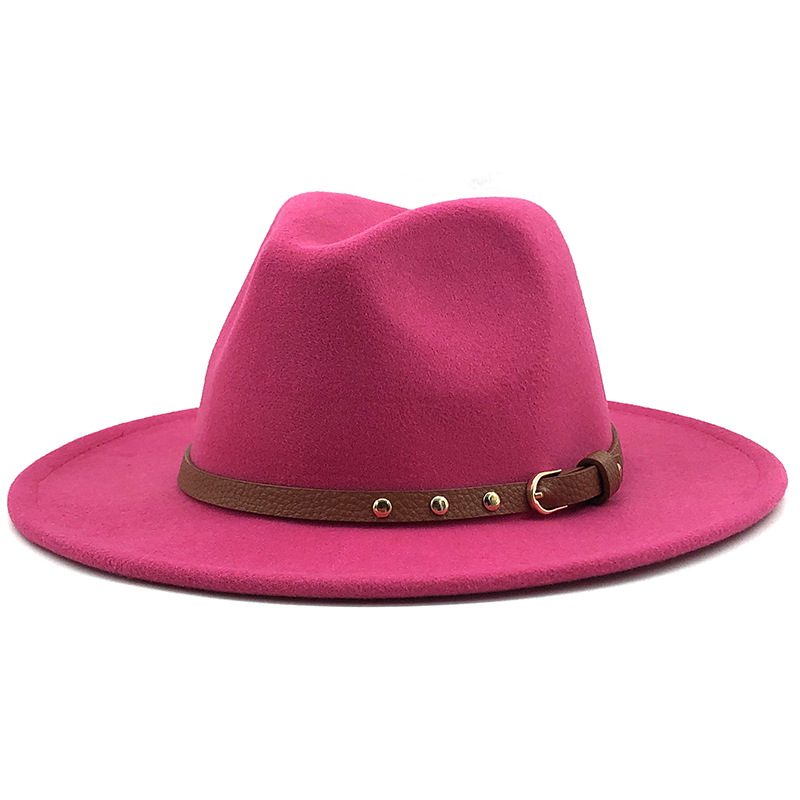 385g Weight British Jazz Autumn And Winter New Woolen Simple Wool Felt Big Flat-brimmed Hats