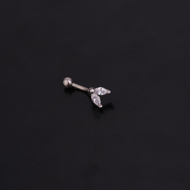 Ear Cartilage Rings & Studs Lady Flower 316 Stainless Steel  Copper Inlaid Zircon display picture 4