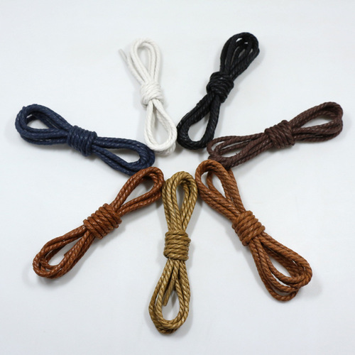 Laces with cotton round, waxed three-strand rope, martens boots, customizable, large quantity, preferential price
