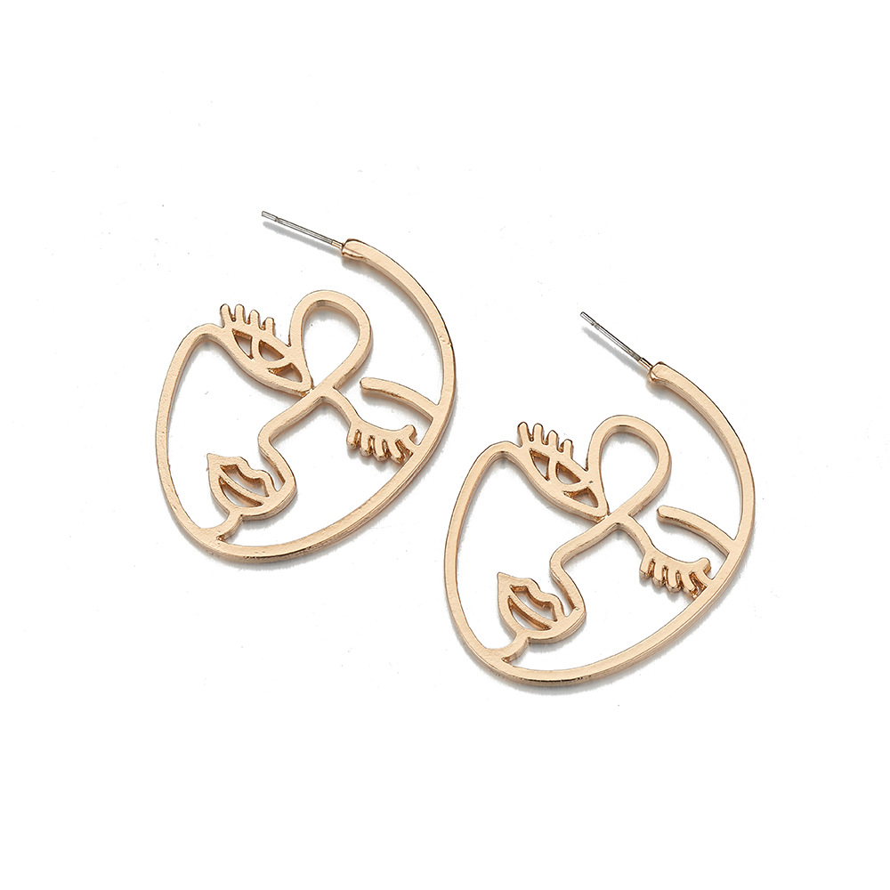 Fashion Simple Alloy Face Earrings Portrait Earrings Wholesale display picture 5