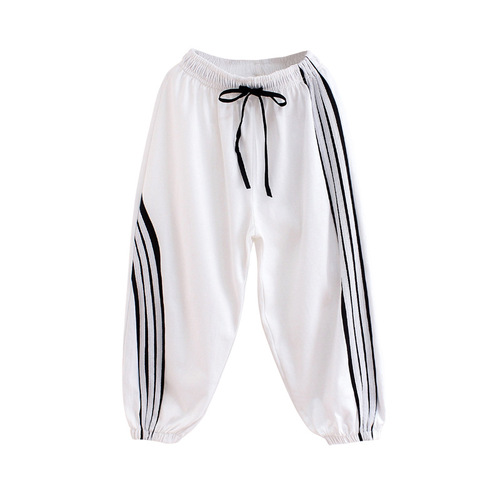 Girls anti-mosquito pants 2024 new summer cropped pants, stylish girls and children's pants, fashionable middle and large children's casual pants