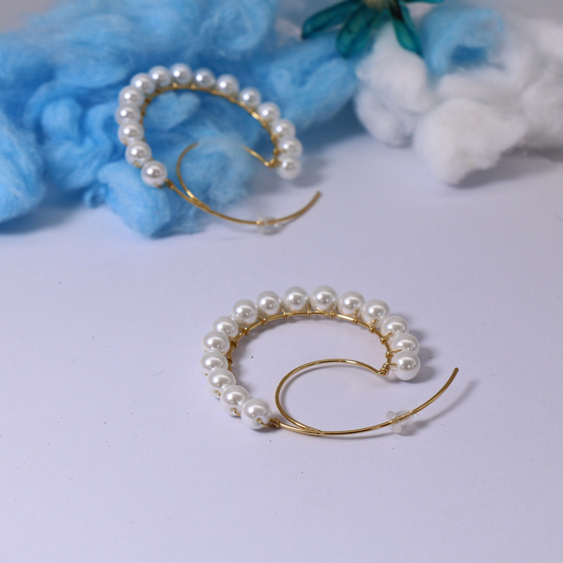 1 Paire Style Simple Rond Perlé Le Cuivre Des Boucles D'oreilles display picture 2