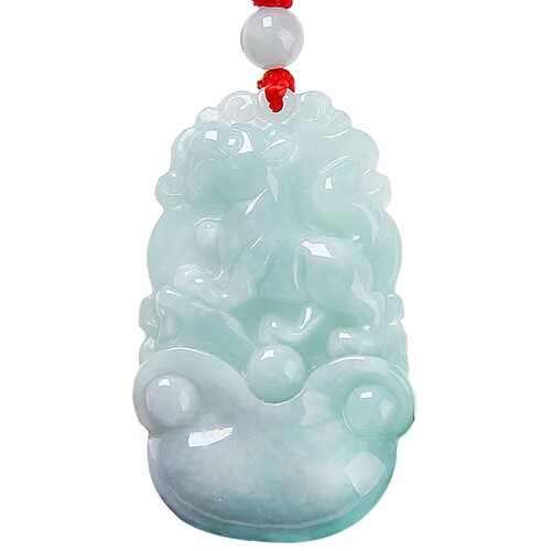 Jadeite twelve zodiac pendants, jade A-grade zodiac patron saint, floating flowers, bean green jade zodiac signs