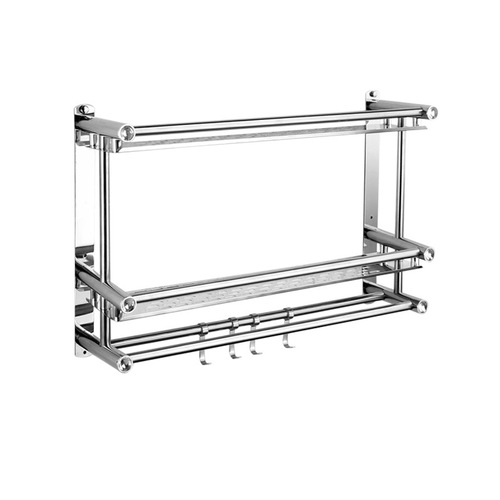 Factory direct sales stainless steel toilet thickened towel rack bathroom towel rack bathroom storage rack no punching