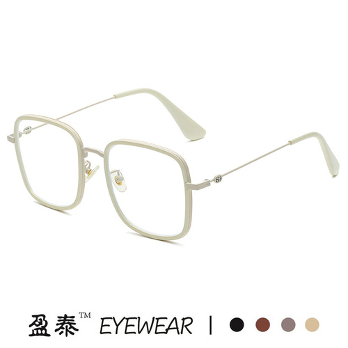 G's new large square frame anti-blue light glasses, fashionable frosted trendy plain mirrors, internet celebrity myopia glasses frames
