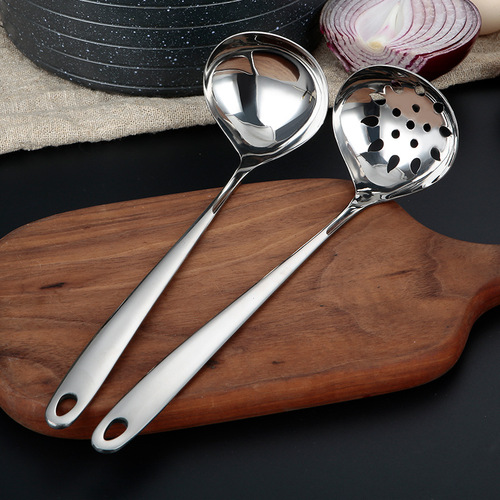 304 stainless steel creative heart-shaped one-piece thickened gold-plated soup shell cooking spoon hot pot soup spoon colander with printed logo