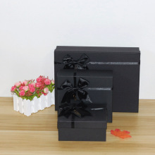高档黑色蝴蝶结大长方形礼盒空盒生日礼物盒化妆品包装盒ins网红