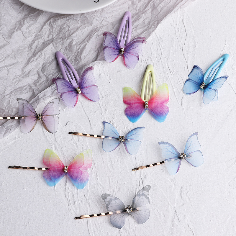 Korean  Children's Colorful Butterfly Bangs Word Clip Top Clip  Set display picture 9