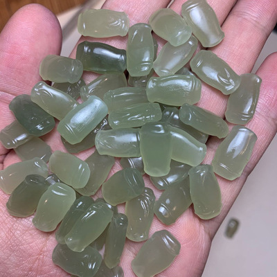 绿翠鱼天然和田玉青海青雕刻竹节吊孔DIY手链配件配饰厂家直销