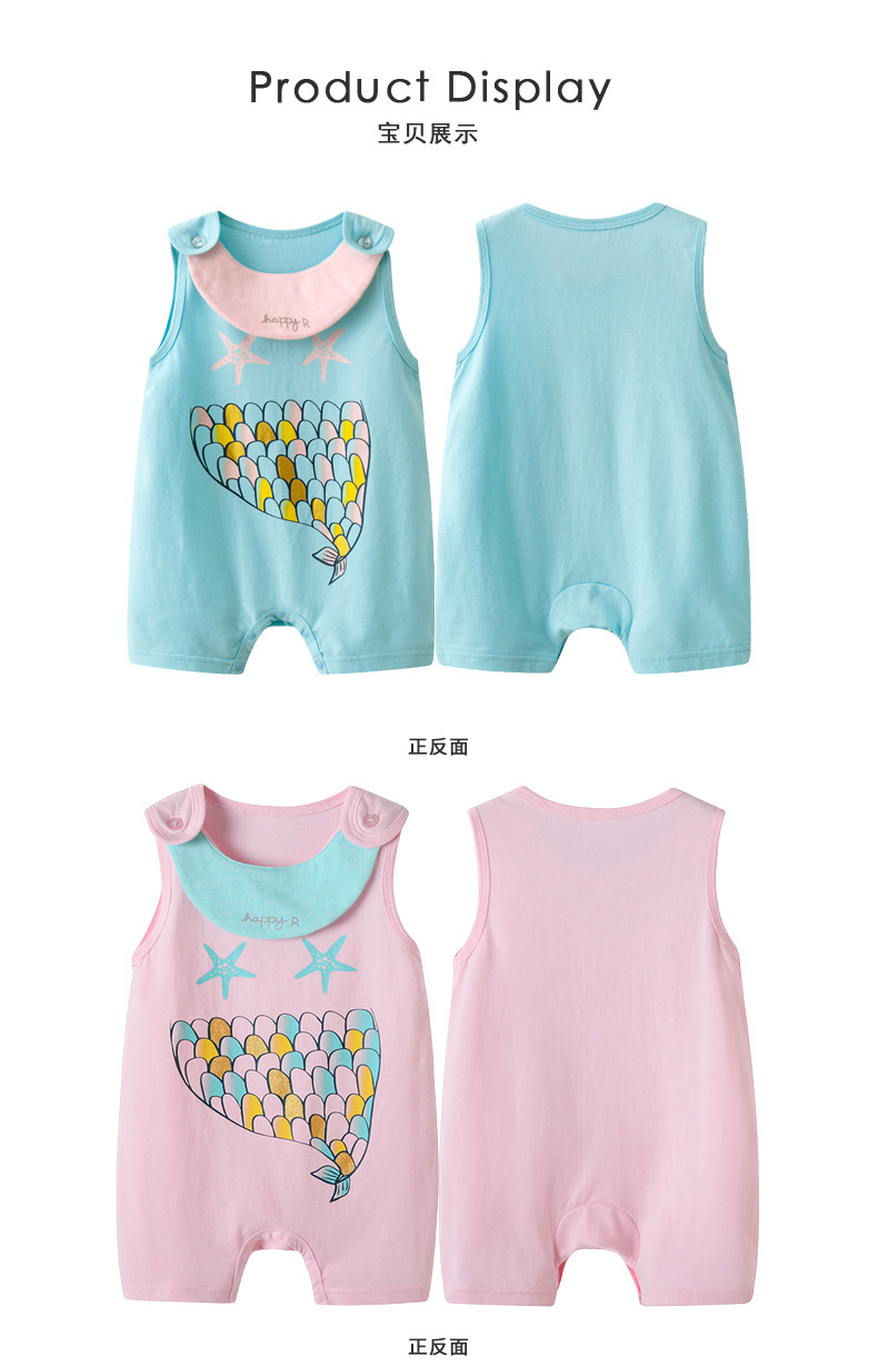 Summer Cotton Jumpsuit 0-6 Months Baby Color Fishtail Printed Vest Wholesale display picture 12