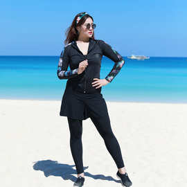 韩国新款潜水服分体防晒长袖长裤温泉水母浮潜加大码冲浪服泳衣女