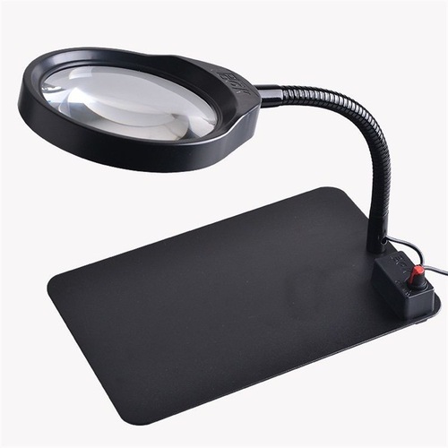 PDOK PD-032C Desktop Magnifying Glass for Elderly to Read Phones, Repair, Welding, 10x Magnification with Light, 20x High Definition