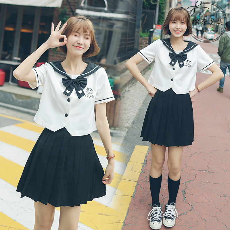 日系jk制服水手服軟妹小熊貓套裝關西襟學院風學生裝校服班服套裝