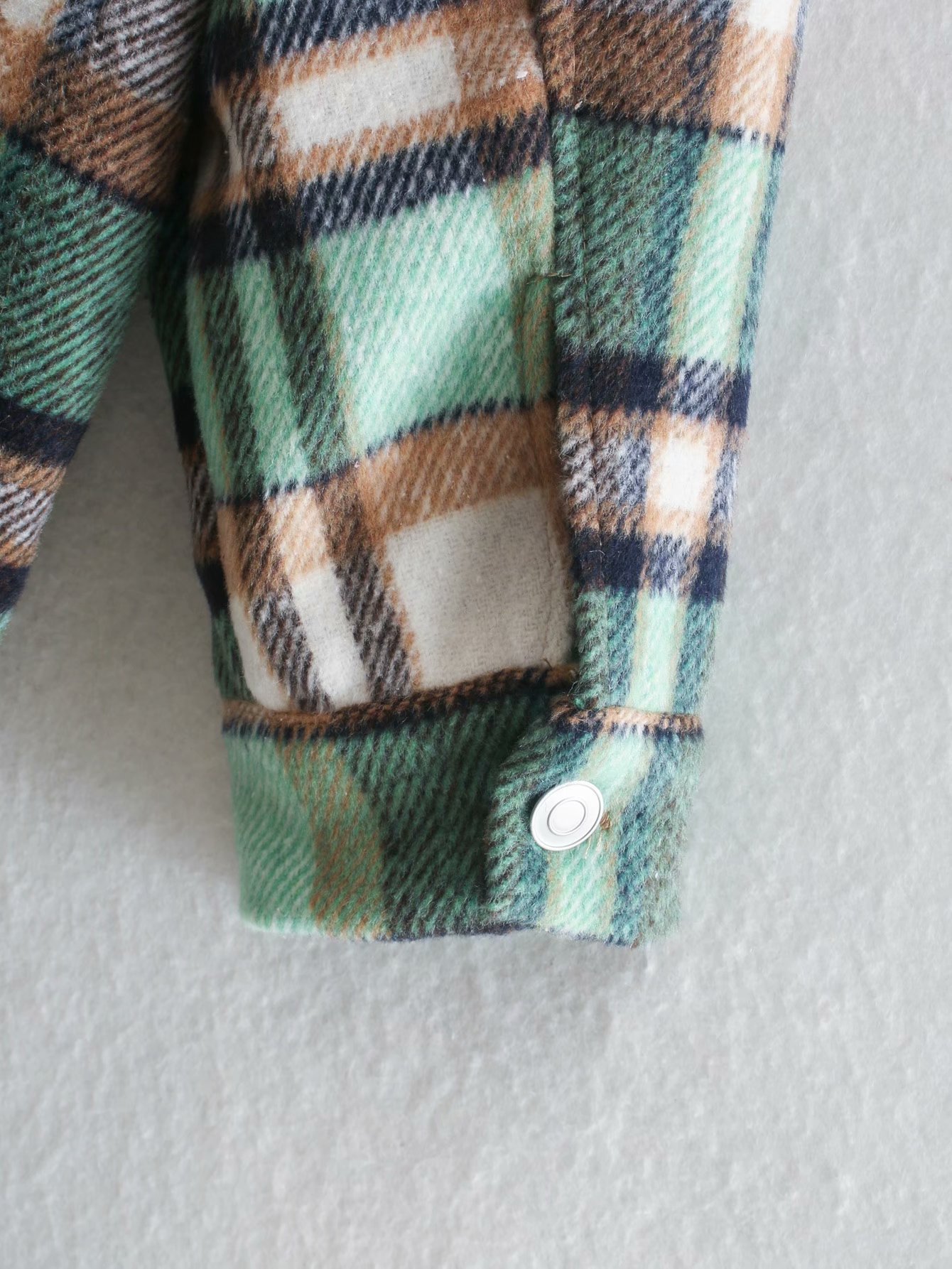 pockets lattice mid-length shirt jacket  NSAM11241