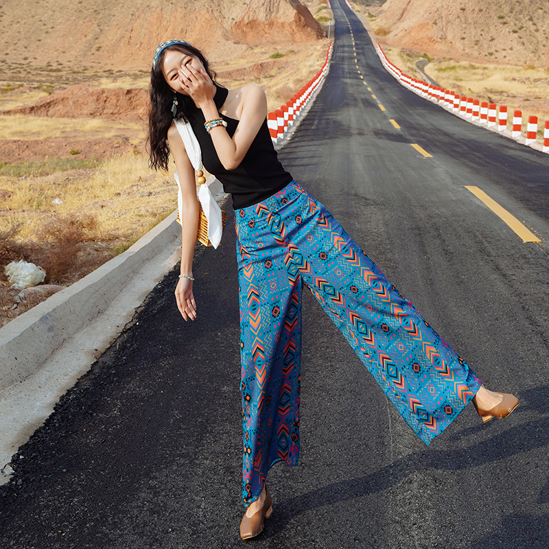Spring summer silk fashionable trousers