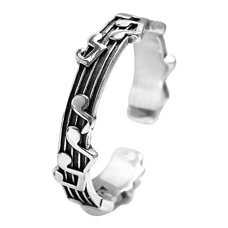 Musical Note Five-line Music Score Opening Adjustable Ring display picture 4