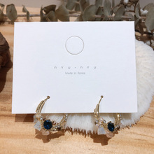韩国S925银针手作珍珠复古镶钻耳环个性时尚女耳环甜美淑女气质