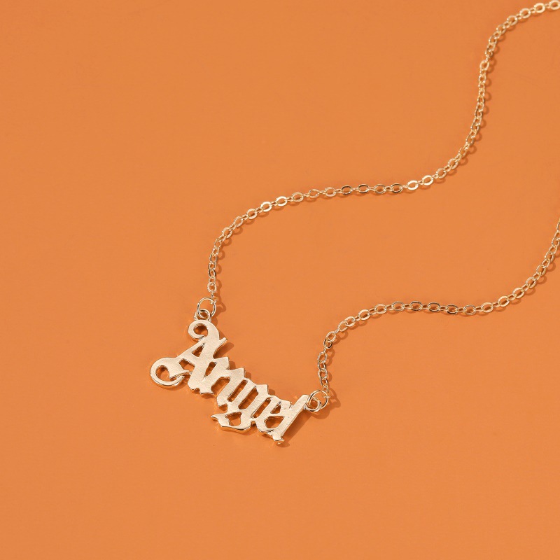 New Necklace Literary Angel Pendant Necklace Personality Short Paragraph Baby Girl English Alphabet Necklace Wholesale Nihaojewelry display picture 5