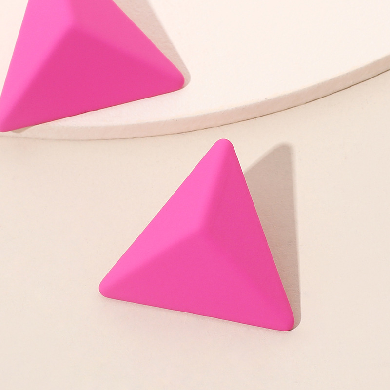 5g Weight Earrings Classification Housewarming, Anniversary, Business, Wedding, Travel, Birthday, Festival Occasion Geometric Pattern Women'S Gender Rose Red, Purple, Yellow Color New Style Purple Geometric Triangle Earrings Summer Bright Temperament Earrings Wholesale Nihaojewelry 8