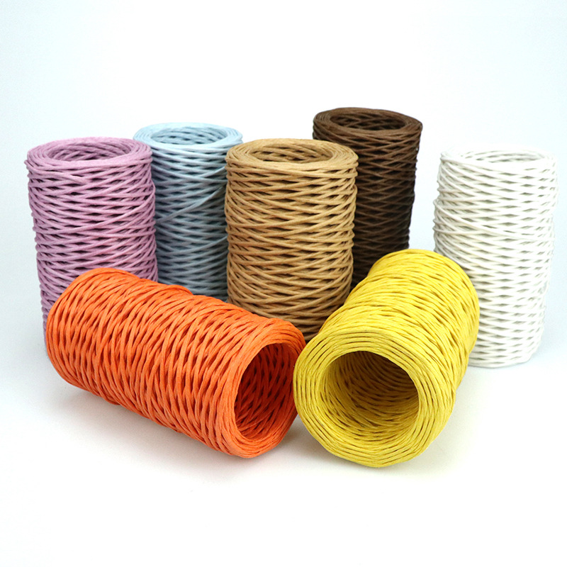50m/100m paper rope with iron wire manufacturer wholesale diameter 1mm/2mm handmade DIY paper rope