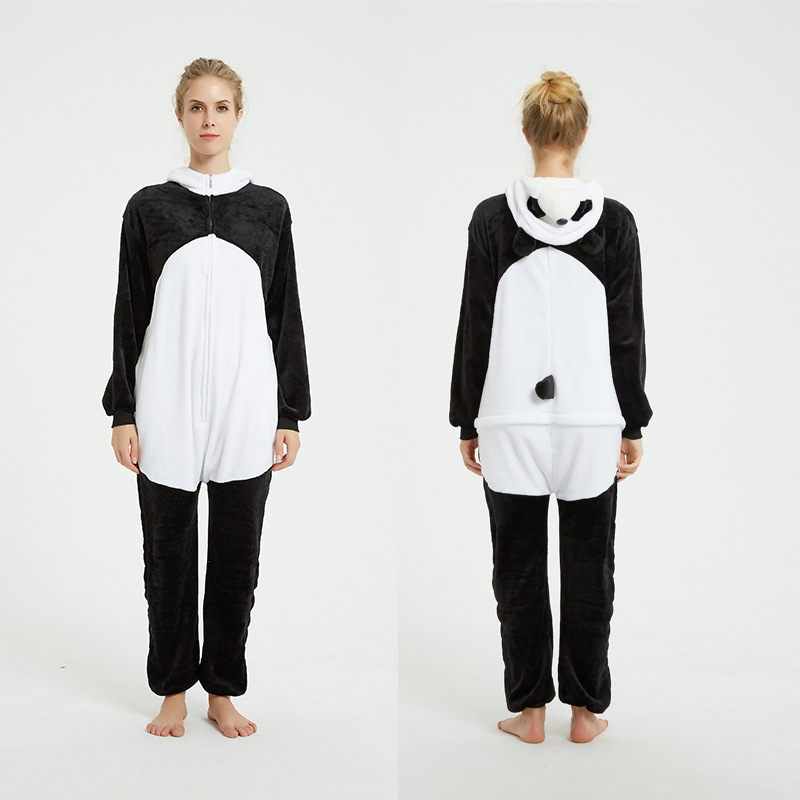 Pijamas de una pieza de coral grueso con diseño de animales de dibujos animados, franela cálida informal de manga larga, venta al por mayor del fabricante, gruesos y cálidos.