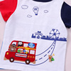 Japanese cartoon playground for boys, summer short sleeve T-shirt, children's clothing, with embroidery