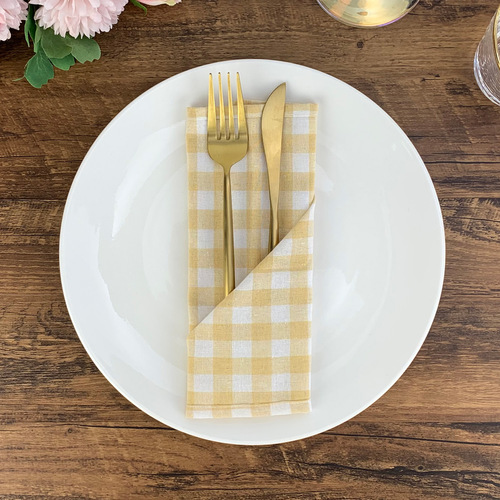 ins Nordic style 5 colors 40*40cm plaid polyester napkin student placemat insulation pad photo table decoration