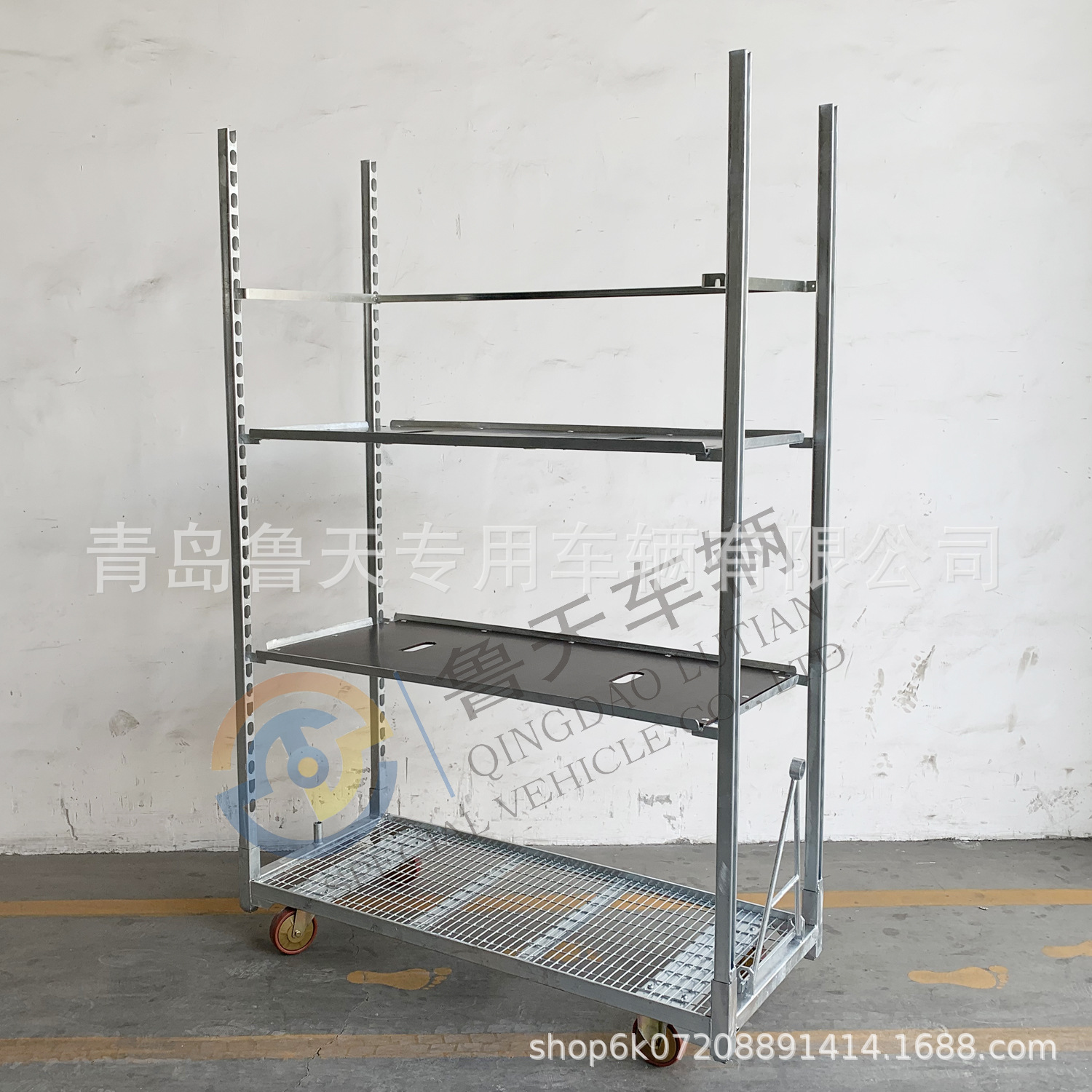 厂家销售多层方便实用尼龙轮花架车手推四轮移动胶合板花卉台车