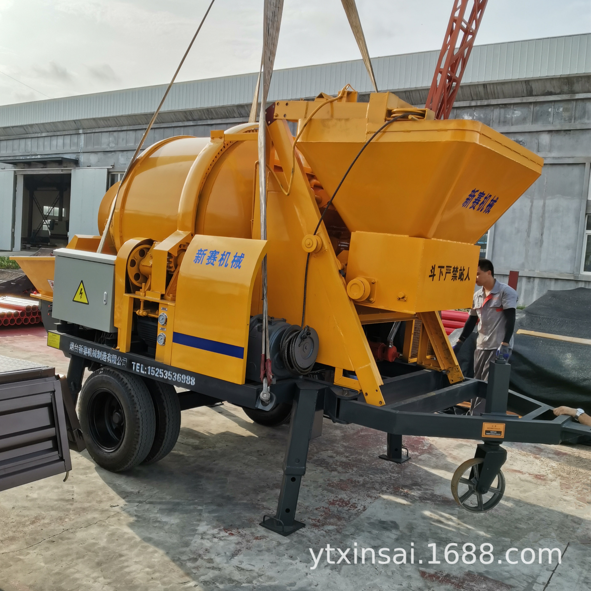 混凝土搅拌输送一体 搅拌输送泵 拖式搅拌泵 滚筒搅拌带泵