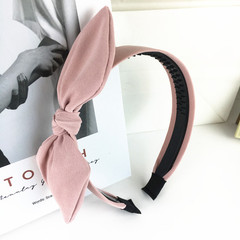 韓版髮飾純色布藝兔耳朵帶齒發箍少女日系甜美寬邊壓發卡防滑頭箍