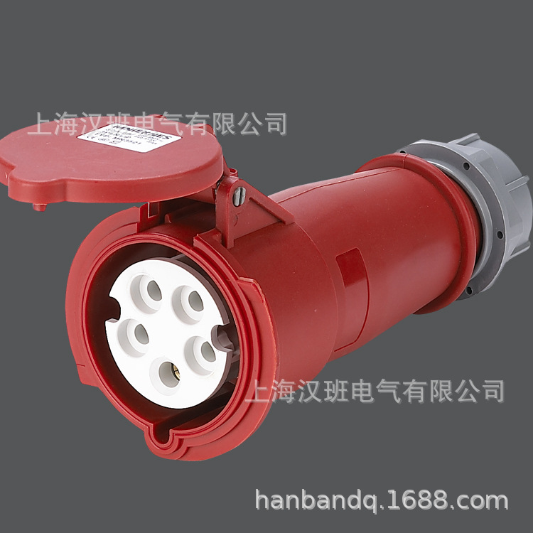 移动式连接器插座32A4孔电缆插座工业连接器380v移动插座