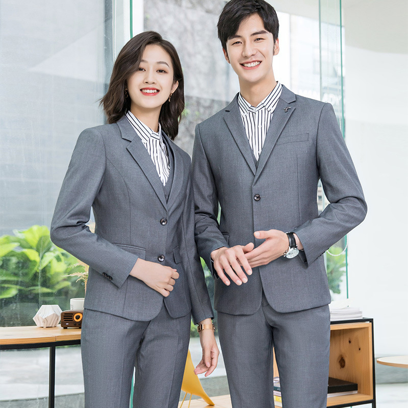 Gray suit suit male manager Sales Department work clothes temperament men and women with the same style business suit company wholesale