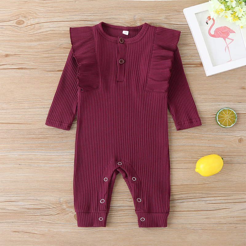 New  Long-sleeved Baby One-piece Solid Color Fashion Newborn Women's Romper Clothes Wholesale display picture 5