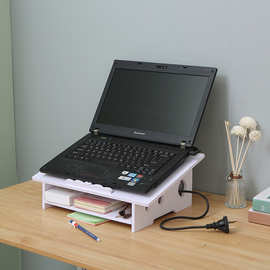 厂家批发家用木塑板笔记本支架电脑显示器增高架桌面收纳置物架子