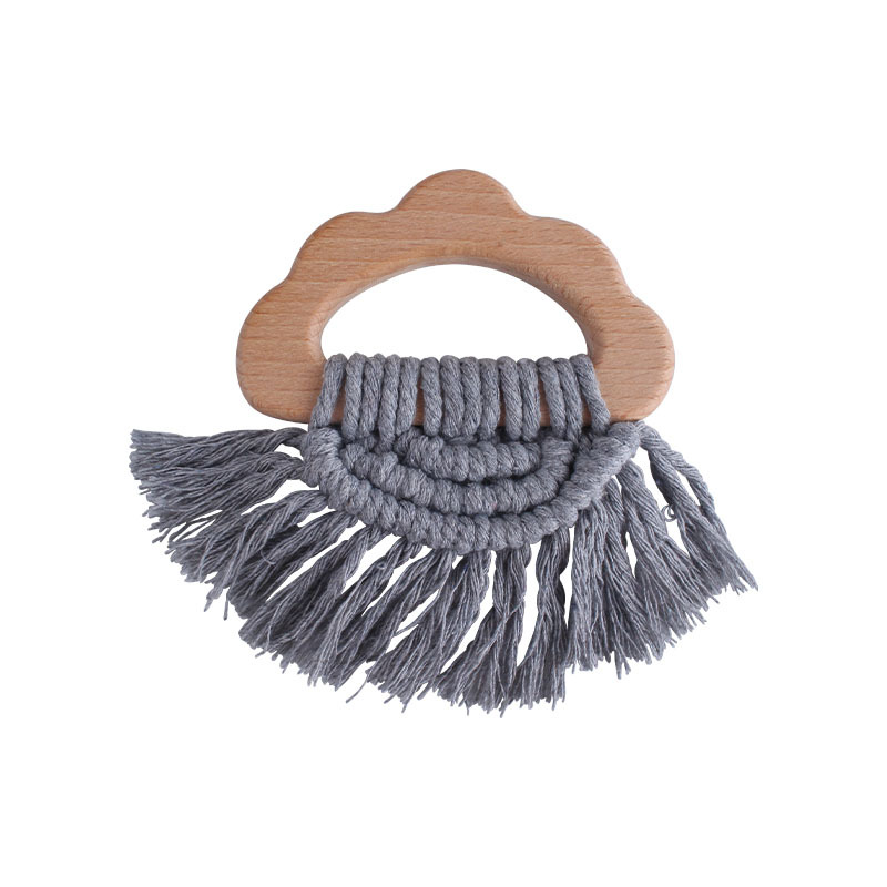 Bricolaje bebé creativo haya nube mordedor pulsera tejida a mano de algodón cuerda de juguete bebé dientes de molienda palo