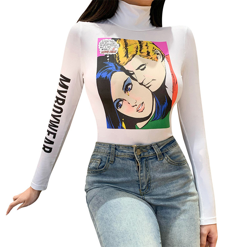 fashion new cartoon anime print high neck bodysuit  NSXE38712