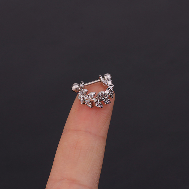 Ear Cartilage Rings & Studs Fashion U Shape 316 Stainless Steel  Copper Inlaid Zircon display picture 5