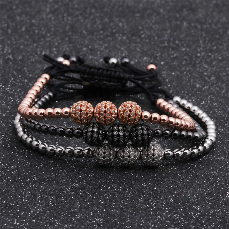 Chaude Cuivre Zircon Tressé Réglable Bracelet De Cuivre Micro Inlay Zc Strass Boule Bracelet Personnalisation display picture 8