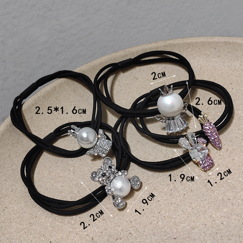 Conjunto De Anillos De Pelo De Perlas De Diamantes Simples De Corea display picture 3