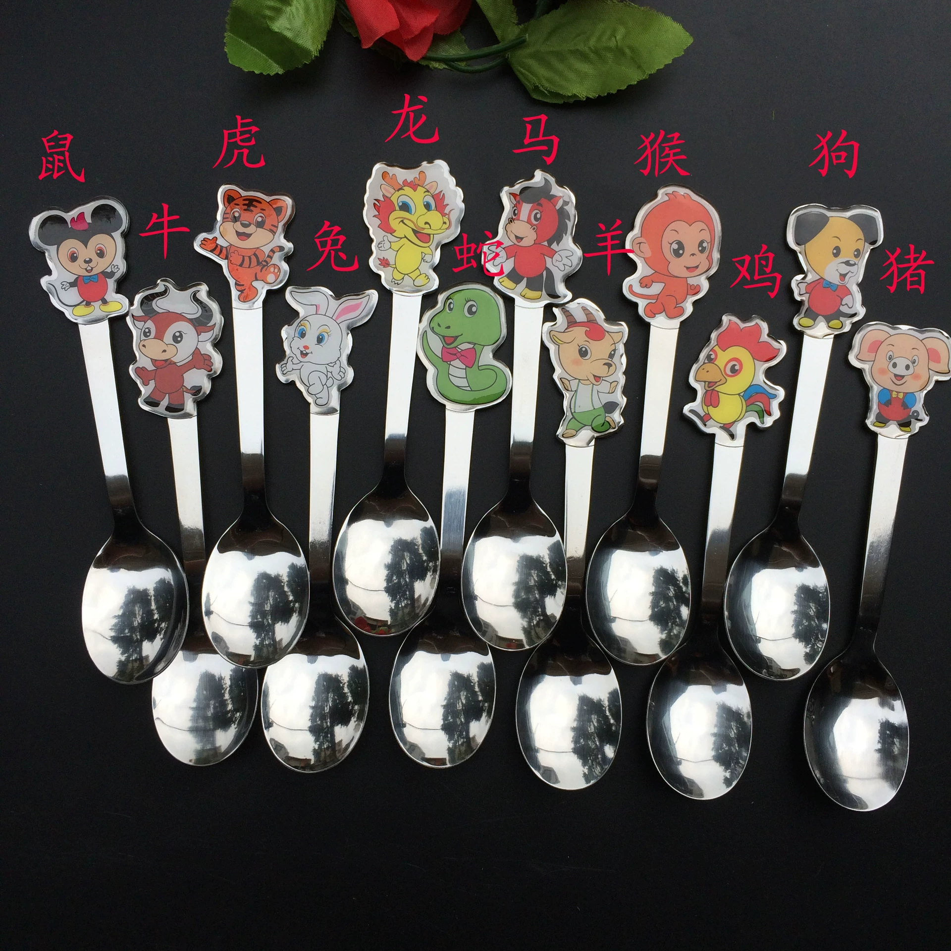 Wholesale Factory Direct Sales Stainless Steel Hotel Dao fork Spoon Taste Steak Spoon Cartoon Cartoon Twelve Zodiac Tableware Family Drink Sketch Spoon