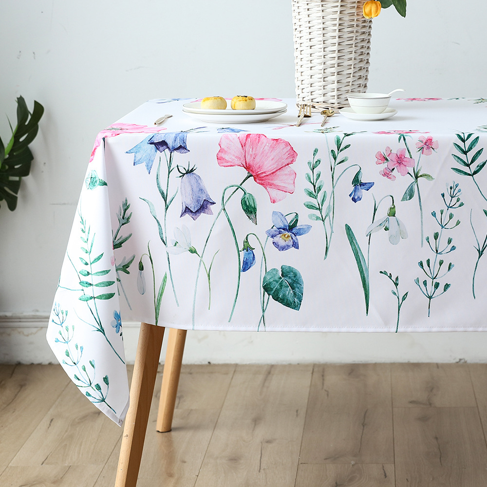 Cross-border household digital printing plant flower custom waterproof and oil-proof table cloth tea several cloth stall tablecloth wholesale