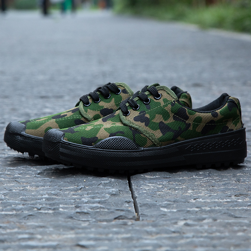 Jiefang Xie Military training camouflage Training shoes Labor insurance construction site work Rubber shoes Gym shoes Manufactor wholesale