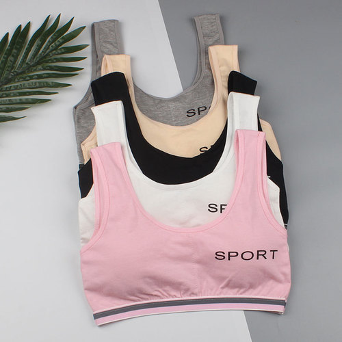 New girls developmental underwear student bra girl tube top big children printed wide shoulder strap padded vest wholesale