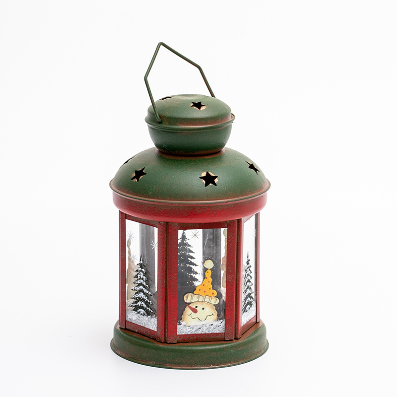 Retro estilo americano decoración de lámpara de viento a prueba de viento candelabros colgantes decoración de navidad muñeco de nieve viejo