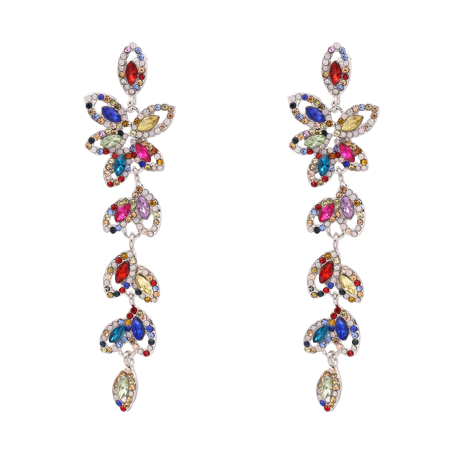 Earrings Fashion Creative Models Alloy Diamond Leaf Earrings Wholesale Nihaojewelry display picture 4