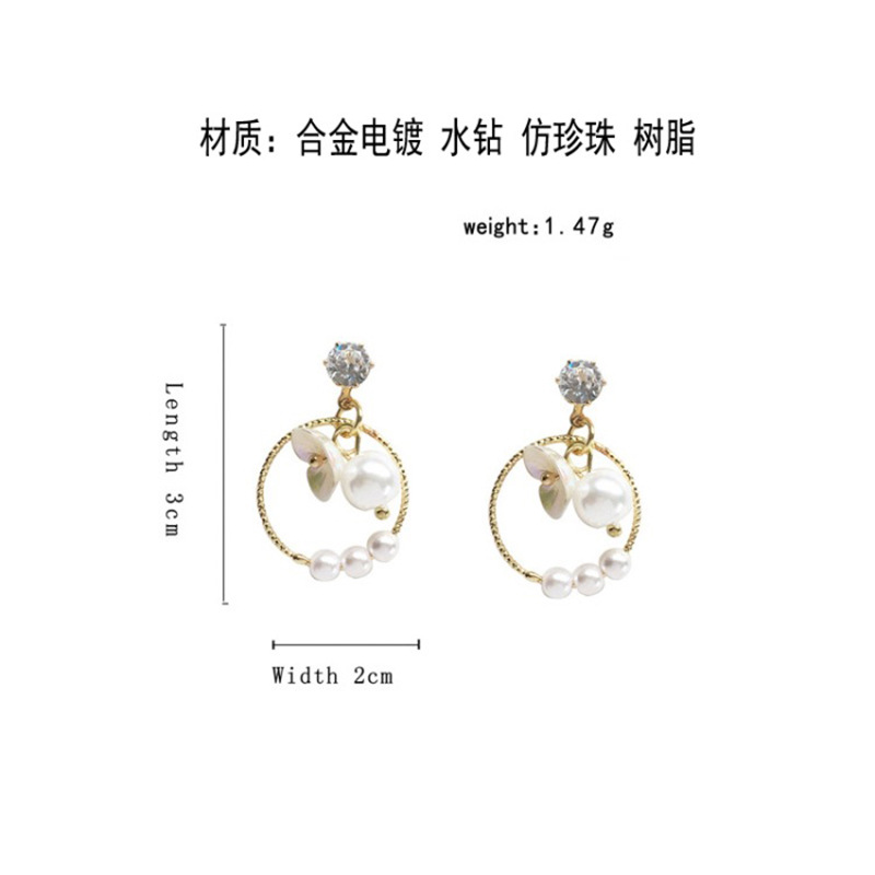 Korea geometric beautiful resin flower simple womens pearl alloy earringspicture1