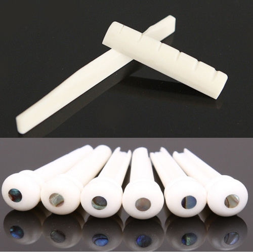 Folk acoustic guitar, cow bone, upper and lower saddles, Yamaguchi nut, bridge, cow bone, string pins, string posts, pure cow bone